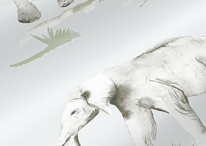 Elephant Herd, Gentle Blue - Twist&Fit Roller Blind - Image 4